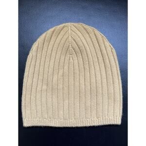 Unsubscribed Cashmere Ribbed Beanie Hat Gold Knit Scull Cap One Size Soft Luxury